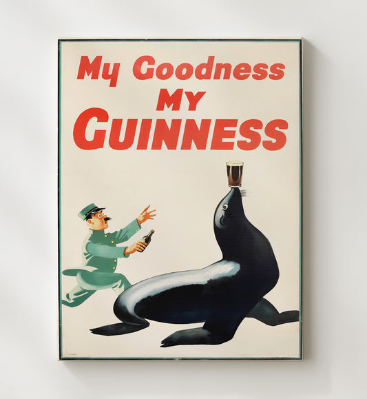 Guinness My Goodness, My Guinness - Sea Lion Balance 8x10 Canvas vintage Guinness beer poster wall art