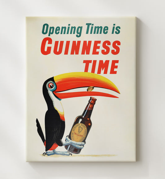 Guinness Opening Time Is Guinness Time - Toucan 8x10 Canvas vintage Guinness beer poster wall art