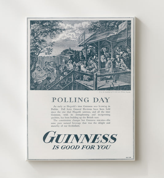 Guinness Polling Day - Vintage Engraving Advertisement 8x10 Canvas vintage Guinness beer poster wall art