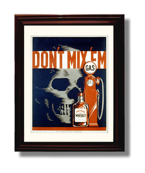 Health and Safety Poster - Dont Mix Gasoline and Whiskey Health and Safety Wall Art - health and safety wall art print