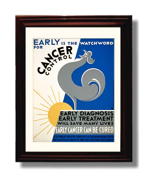 Health and Safety Poster - Early Is the Watch Word - Cancer Control Health and Safety Wall Art - health and safety wall art print
