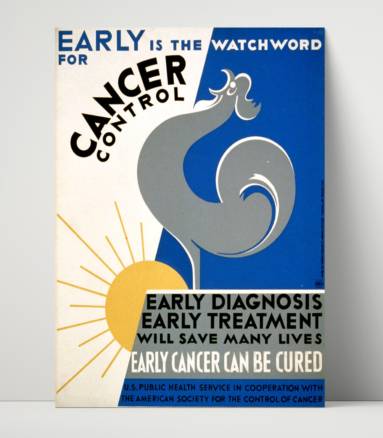 Health and Safety Poster - Early Is the Watch Word - Cancer Control Health and Safety Wall Art - health and safety wall art print
