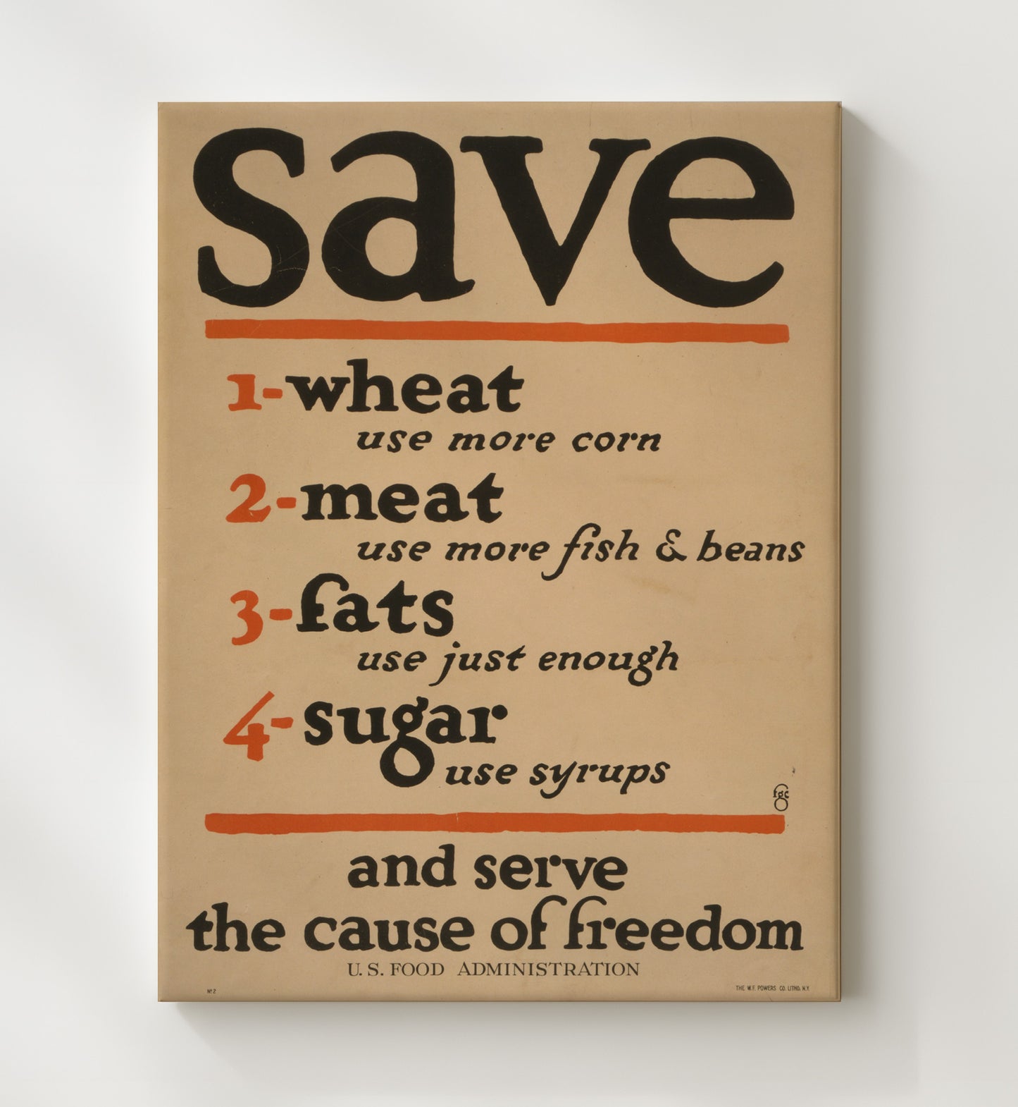 Health and Safety Poster - Save Wheat Meat Fats Sugar Health and Safety Wall Art - health and safety wall art print