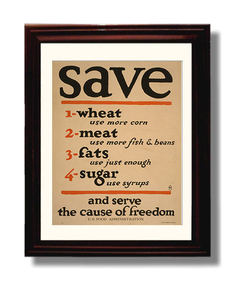 Health and Safety Poster - Save Wheat Meat Fats Sugar Health and Safety Wall Art - health and safety wall art print