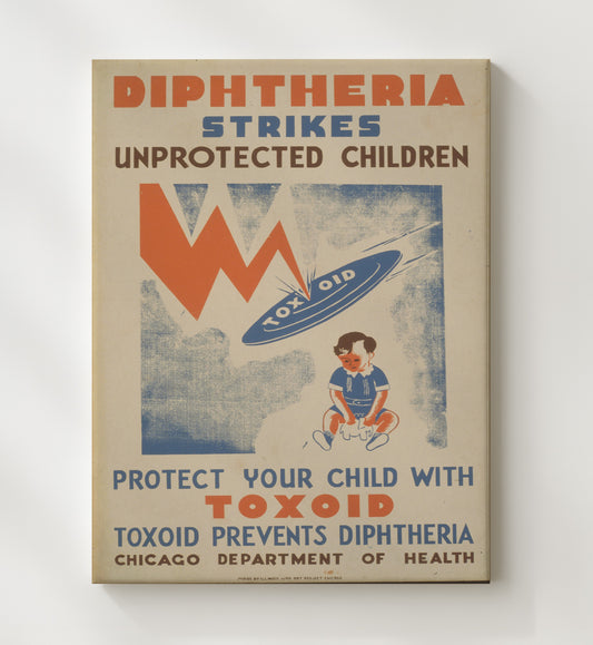 Shield Kids From Diphtheria 8x10 Canvas health and safety poster wall art