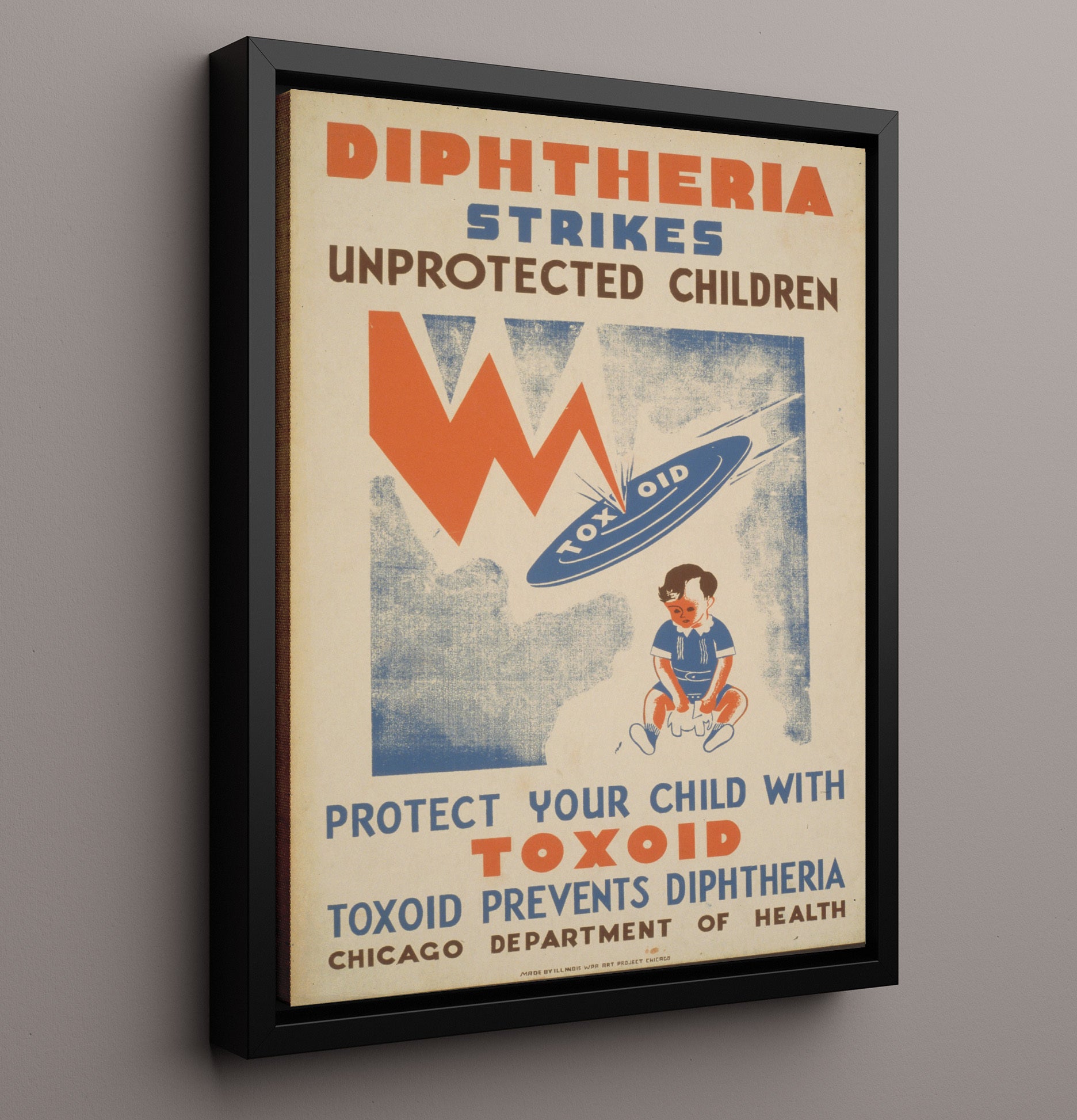 Health and Safety Poster - Shield Kids From Diphtheria Health and Safety Wall Art - health and safety wall art print