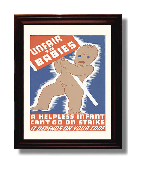 Health and Safety Poster - Unfair to Babies Infant Care Responsibility Health and Safety Wall Art - health and safety wall art print