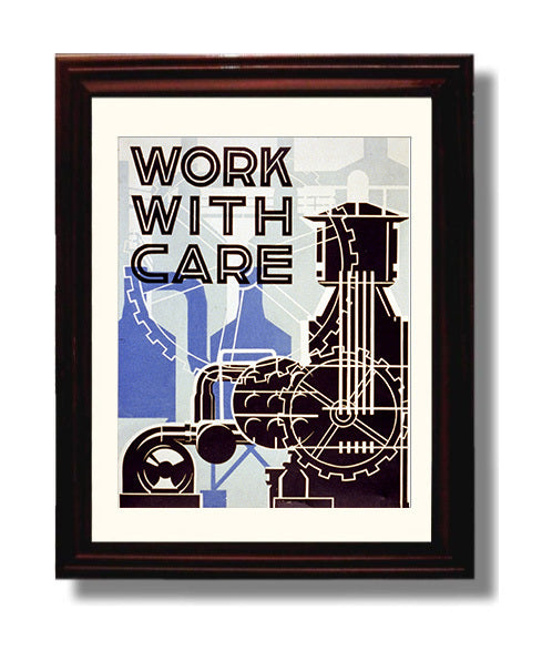 Health and Safety Poster - Work with Care in the Factory Health and Safety Wall Art - health and safety wall art print