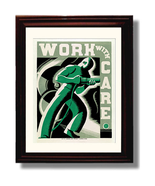 Health and Safety Poster - Work with Care on the Job Health and Safety Wall Art - health and safety wall art print