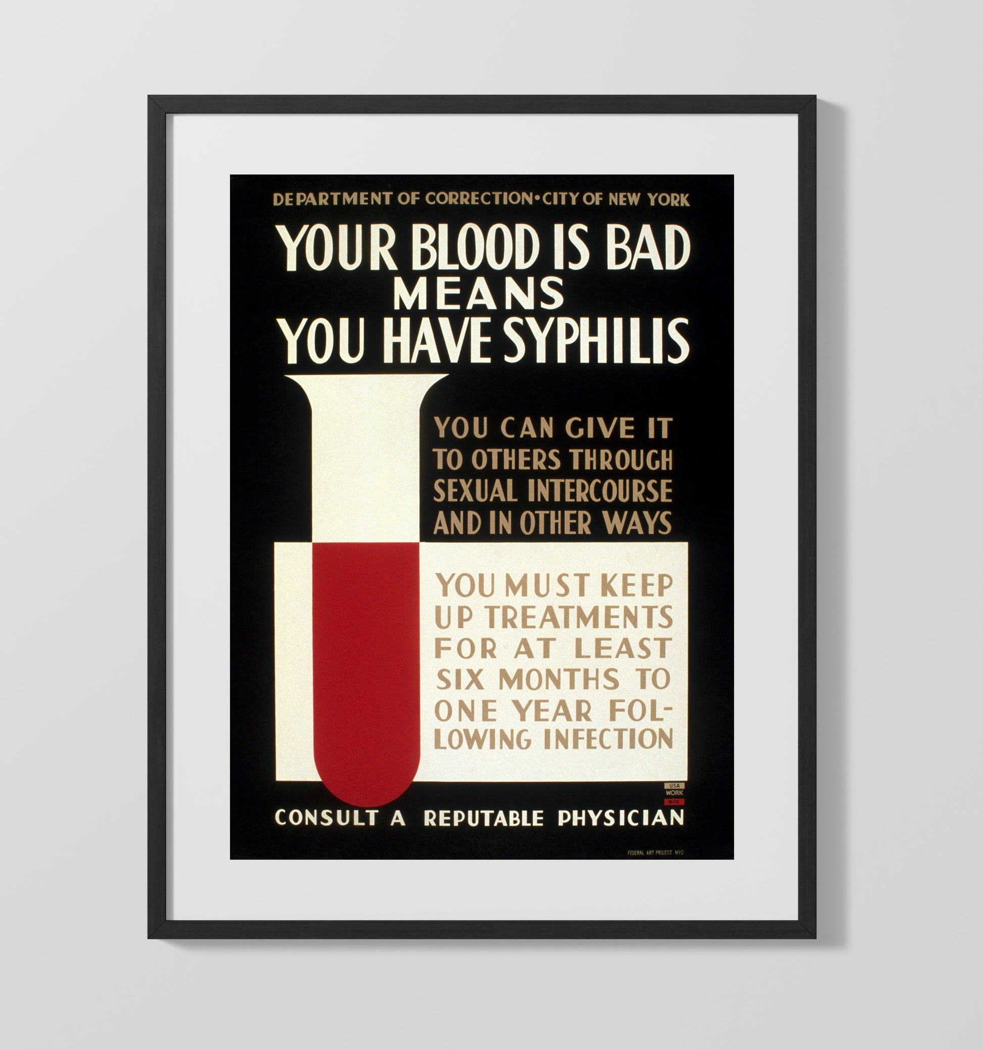 Health and Safety Poster - Your Blood Is Bad Syphilis Warning Health and Safety Wall Art - health and safety wall art print