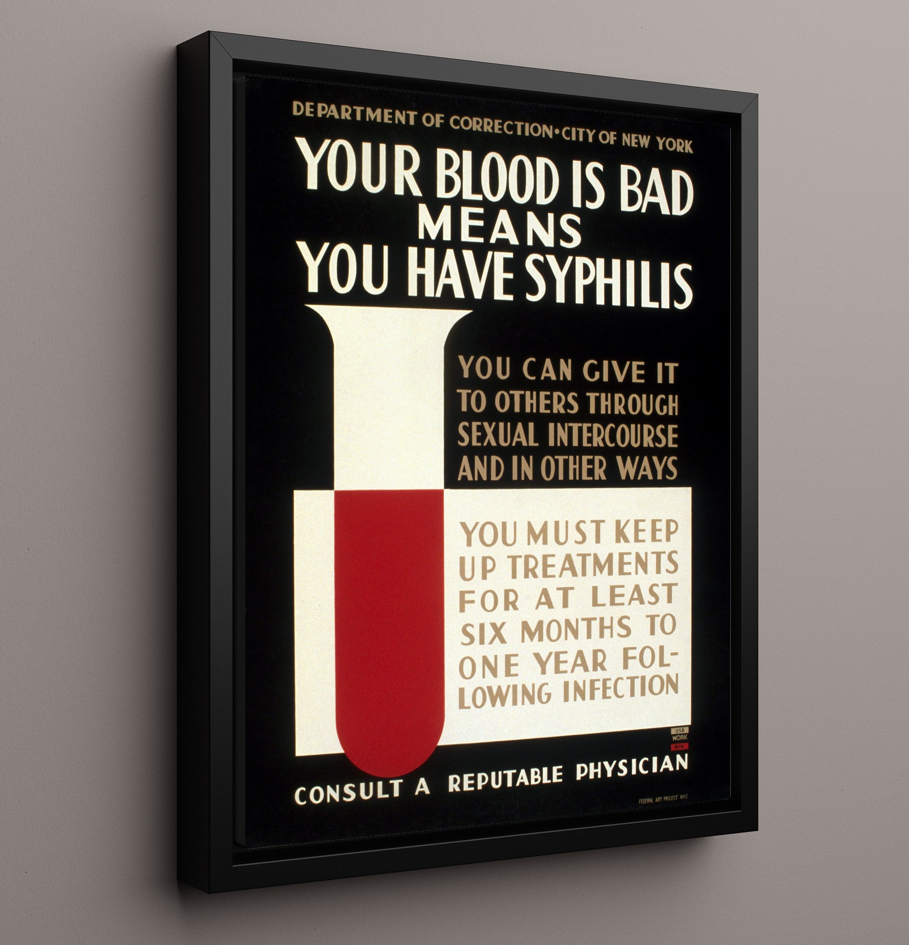 Health and Safety Poster - Your Blood Is Bad Syphilis Warning Health and Safety Wall Art - health and safety wall art print