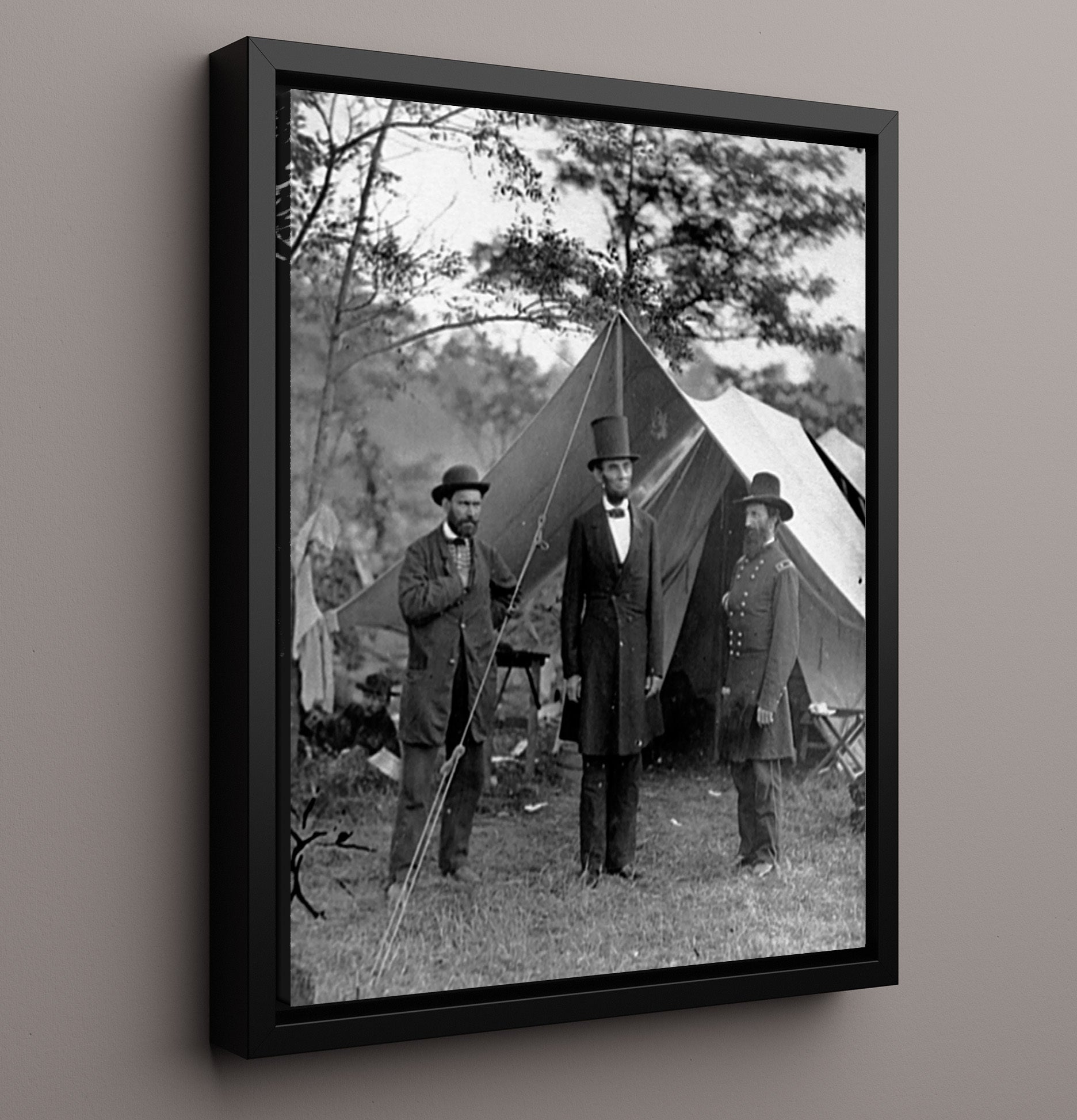 Historical - Abraham Lincoln - With Allan Pinkerton And General Mcclernand 1862 History Wall Art