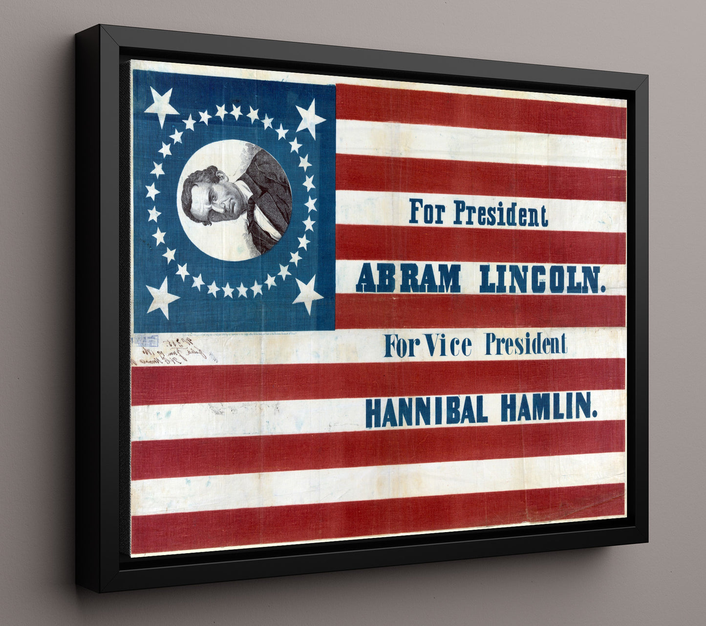 Historical - Abraham Lincoln And Hannibal Hamlin - Campaign Flag Poster 1860 - Landscape History Wall Art