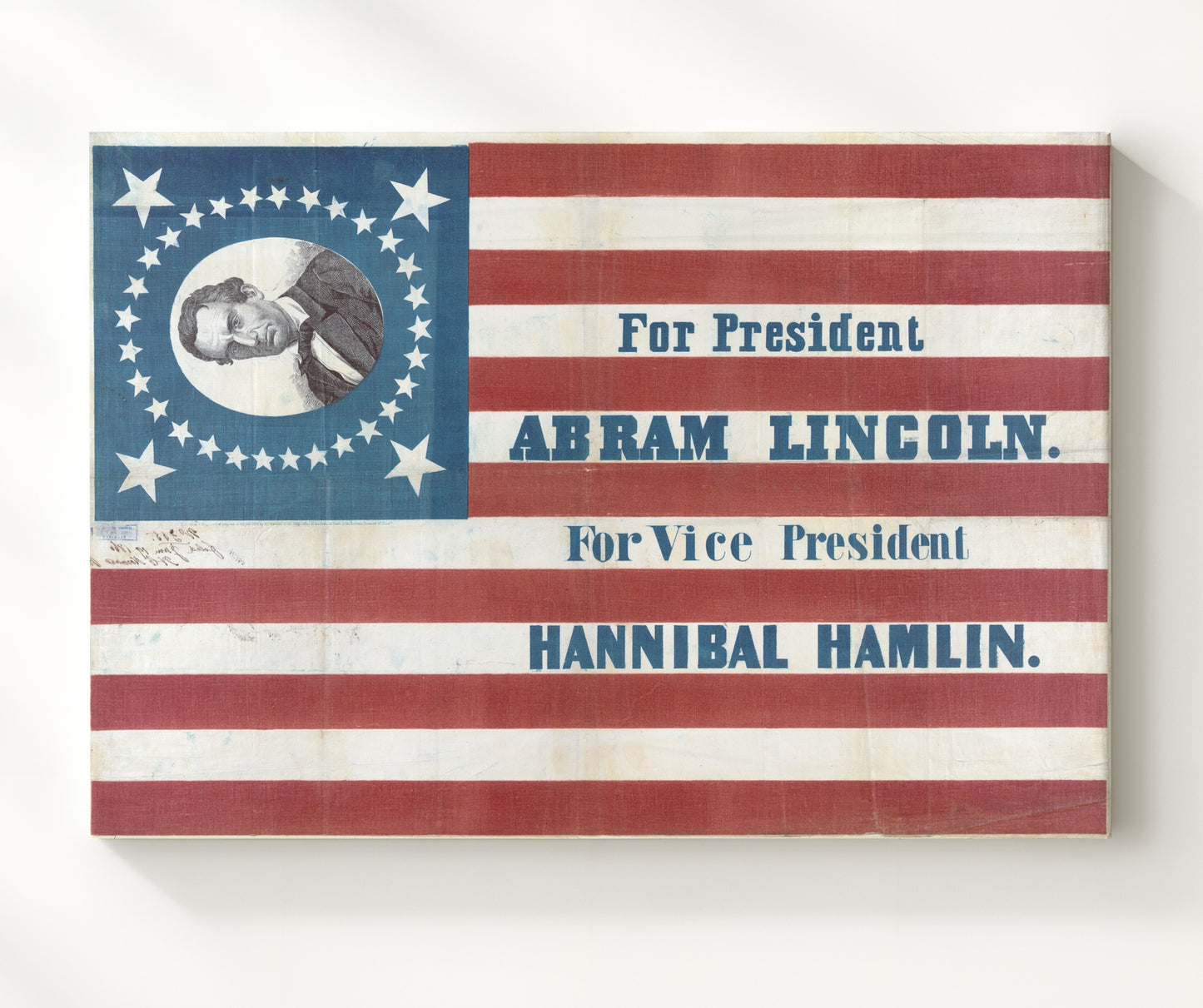 Historical - Abraham Lincoln And Hannibal Hamlin - Campaign Flag Poster 1860 - Landscape History Wall Art