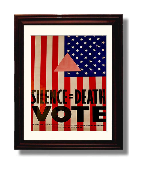 Historical - Activism Poster - Silence Equals Death Vote Flag Graphic Design History Wall Art