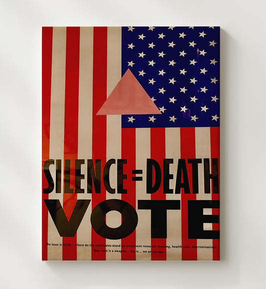 Activism Poster - Silence Equals Death Vote Flag Graphic Design 8x10 Canvas history wall art