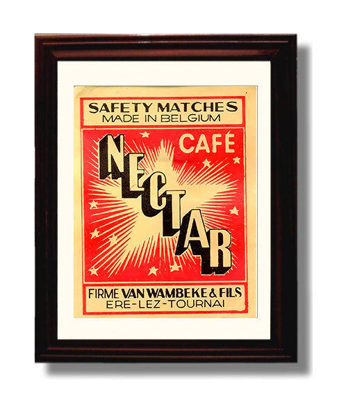 Historical - Advertisement Poster - Negotlab Cafe Safety Matches Belgium History Wall Art