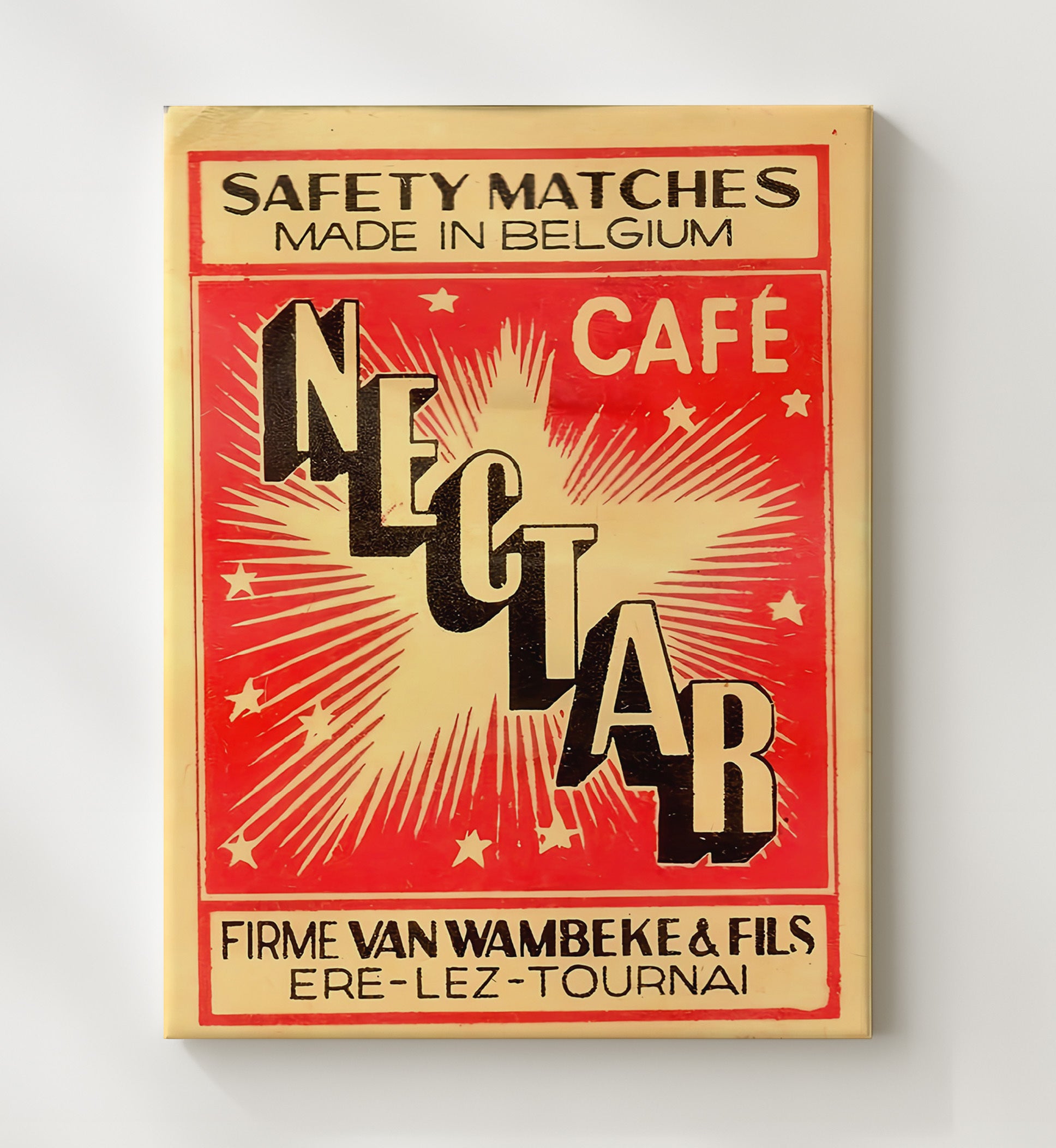 Historical - Advertisement Poster - Negotlab Cafe Safety Matches Belgium History Wall Art
