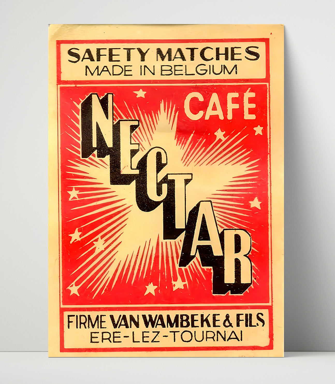 Historical - Advertisement Poster - Negotlab Cafe Safety Matches Belgium History Wall Art