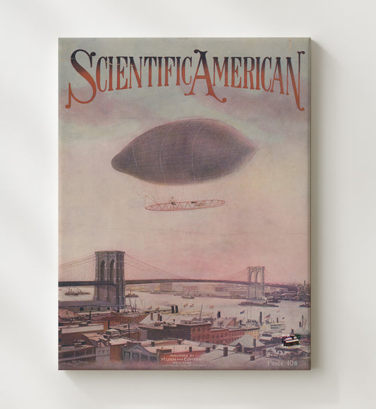 Airship Over Brooklyn Bridge - Scientific American Cover 1905 8x10 Canvas history wall art