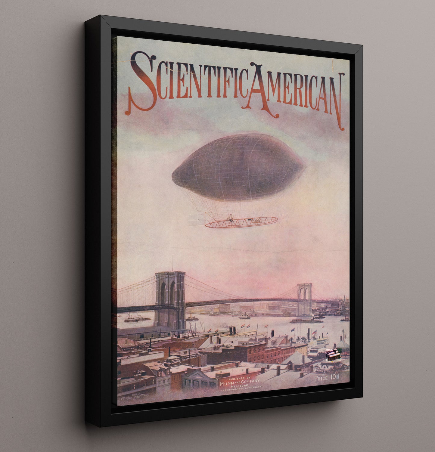 Historical - Airship Over Brooklyn Bridge - Scientific American Cover 1905 History Wall Art
