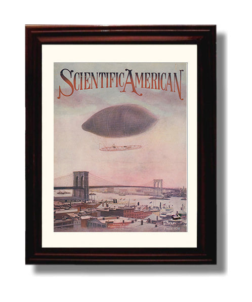 Historical - Airship Over Brooklyn Bridge - Scientific American Cover 1905 History Wall Art