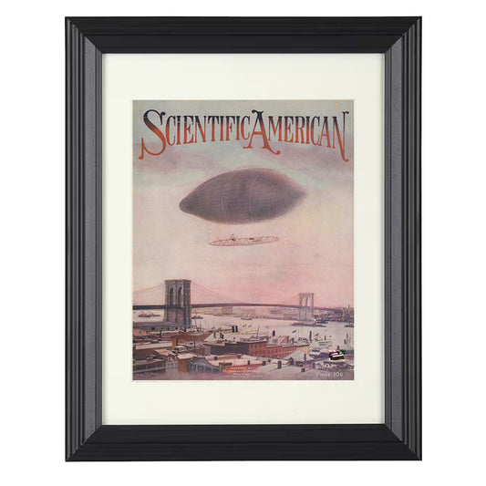 Airship Over Brooklyn Bridge - Scientific American Cover 1905 8x10 Beveled Frame history wall art