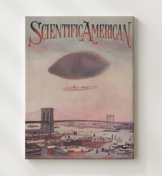 Airship Over Brooklyn Bridge - Scientific American Cover 1905 8x10 Canvas history wall art