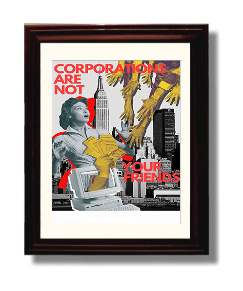 Historical - Anti-Corporate Poster - Consumerism Critique Corporate Influence Collage History Wall Art