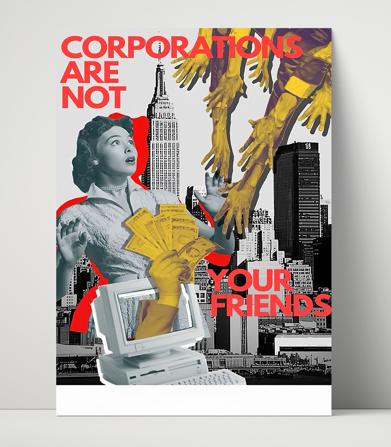 Historical - Anti-Corporate Poster - Consumerism Critique Corporate Influence Collage History Wall Art