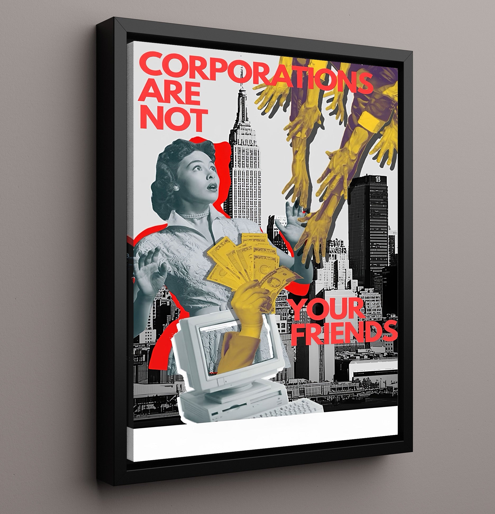 Historical - Anti-Corporate Poster - Consumerism Critique Corporate Influence Collage History Wall Art