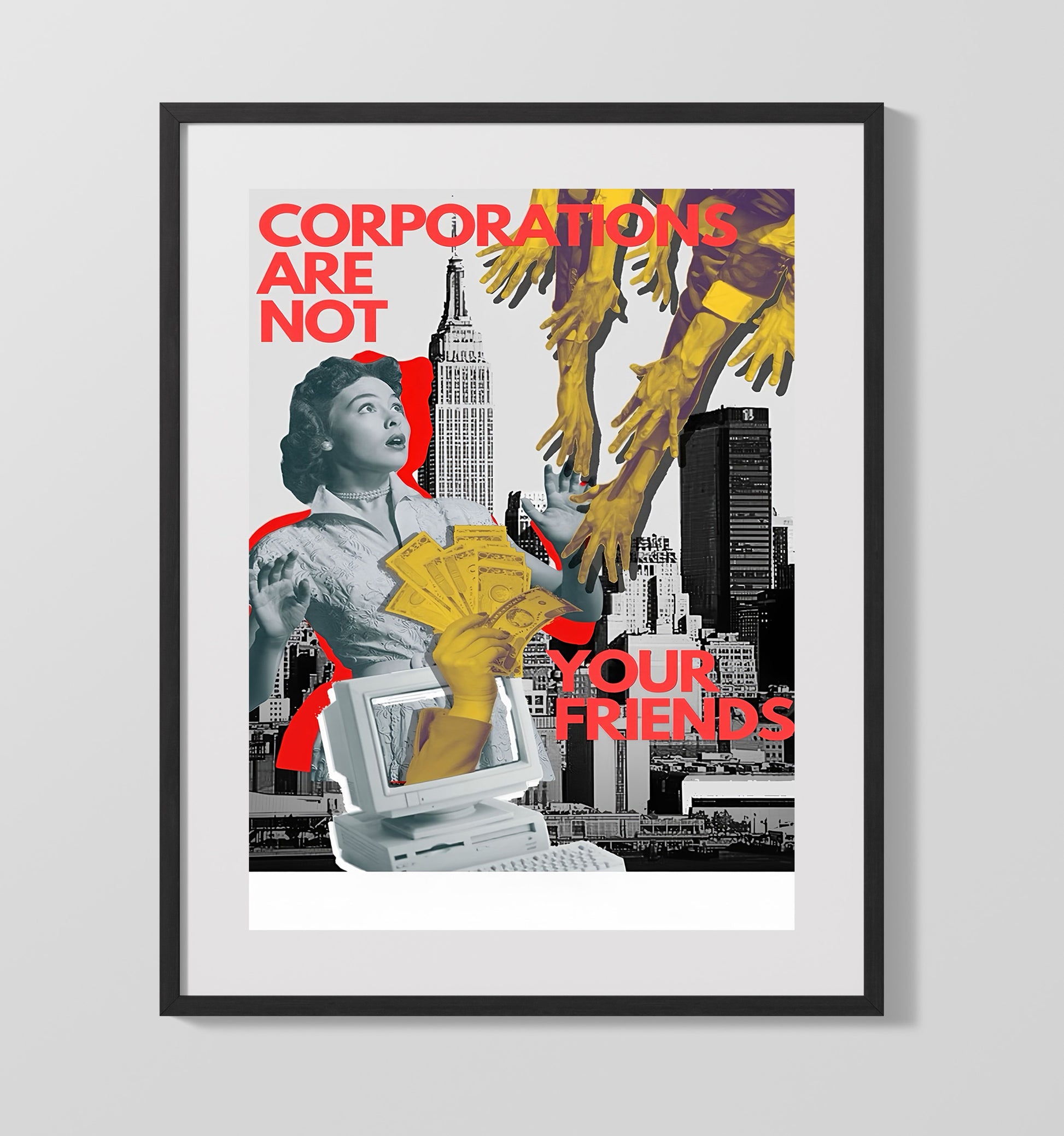 Historical - Anti-Corporate Poster - Consumerism Critique Corporate Influence Collage History Wall Art