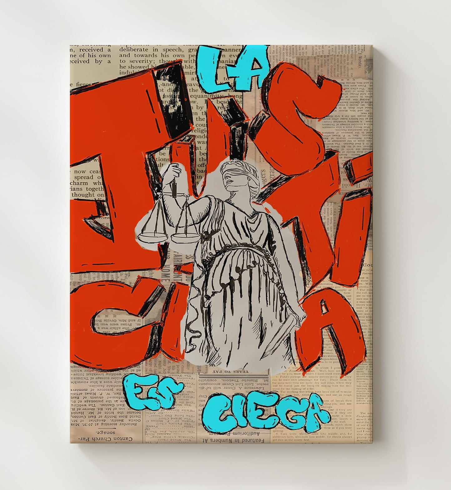 Historical - Anti-Corporate Protest Poster - Lady Justice Tax Cut Critique Collage History Wall Art