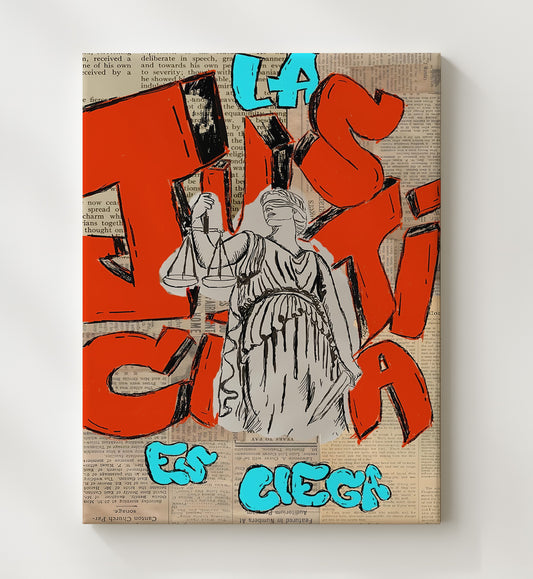 Anti-Corporate Protest Poster - Lady Justice Tax Cut Critique Collage 8x10 Canvas history wall art
