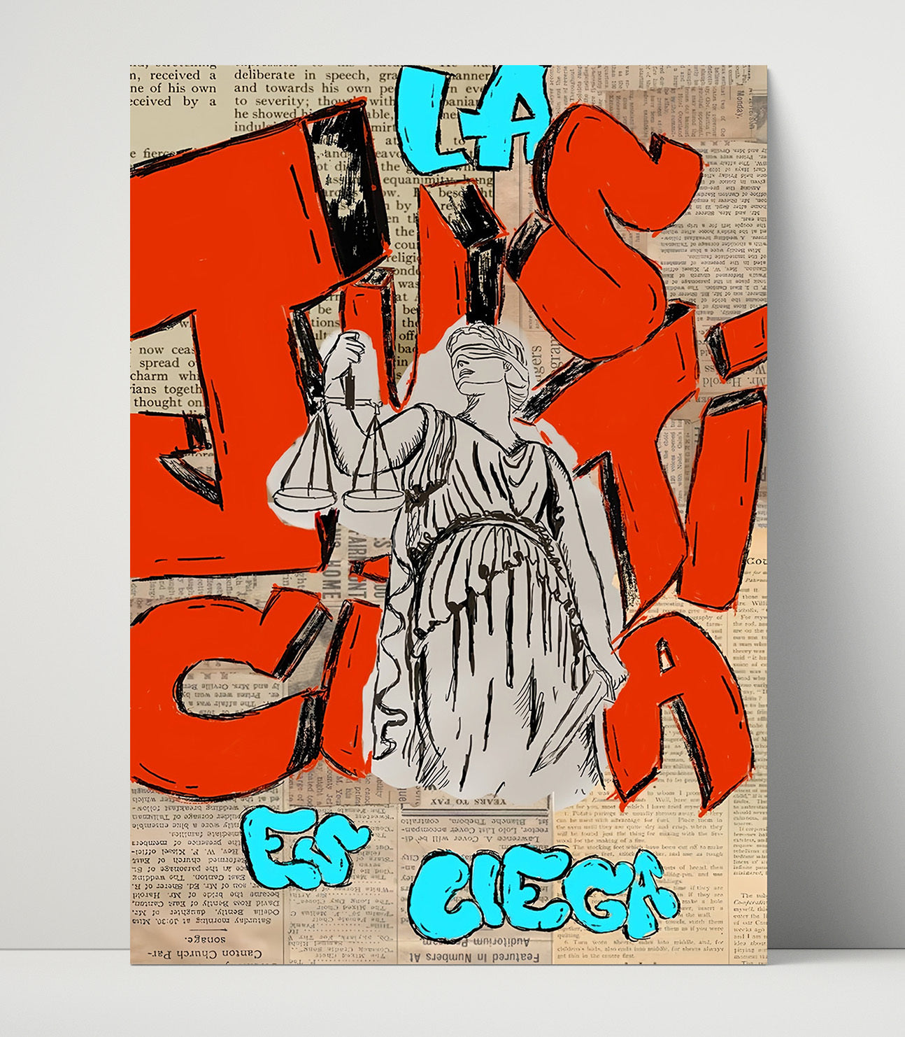 Historical - Anti-Corporate Protest Poster - Lady Justice Tax Cut Critique Collage History Wall Art