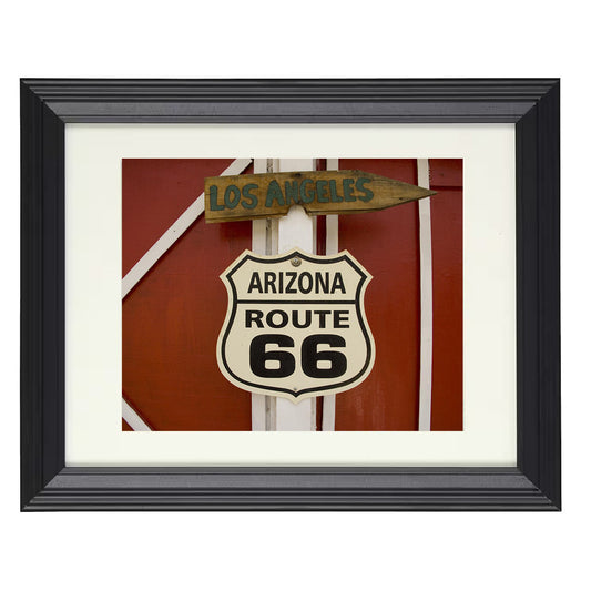Arizona Route 66 - Highway Sign - Framed Print - 8x10 Beveled Frame
