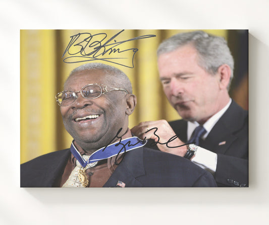 B.B. King and George W. Bush - Presidential Medal of Freedom Ceremony 2006 8x10 Canvas history wall art