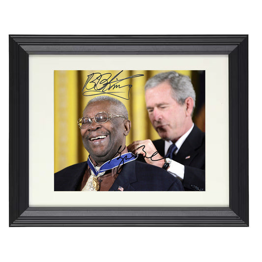 B.B. King and George W. Bush - Presidential Medal of Freedom Ceremony 2006 8x10 Beveled Frame history wall art