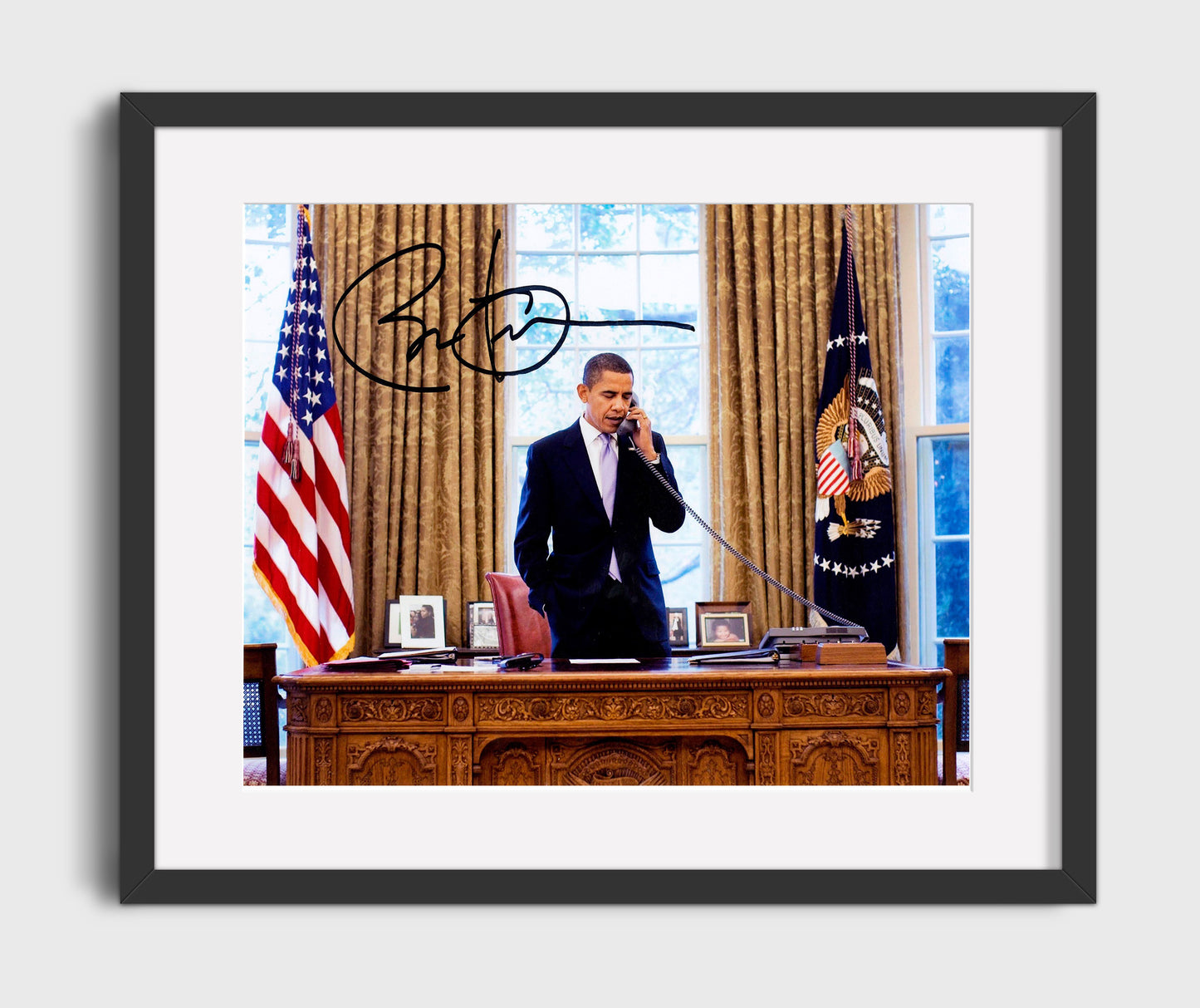Historical - Barack Obama - Oval Office Phone Call - Landscape History Wall Art