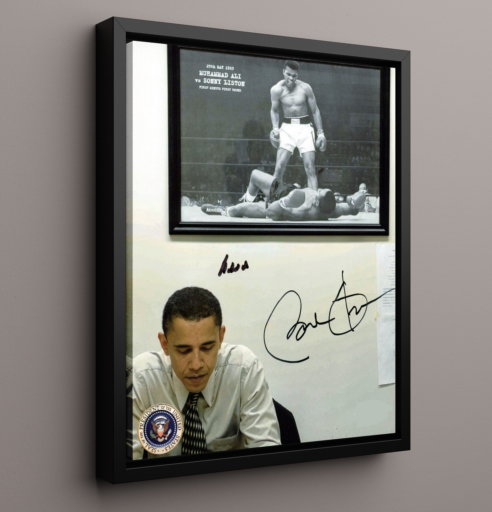 Historical - Barack Obama - Reflection Beneath Muhammad Ali Photo 2000S History Wall Art