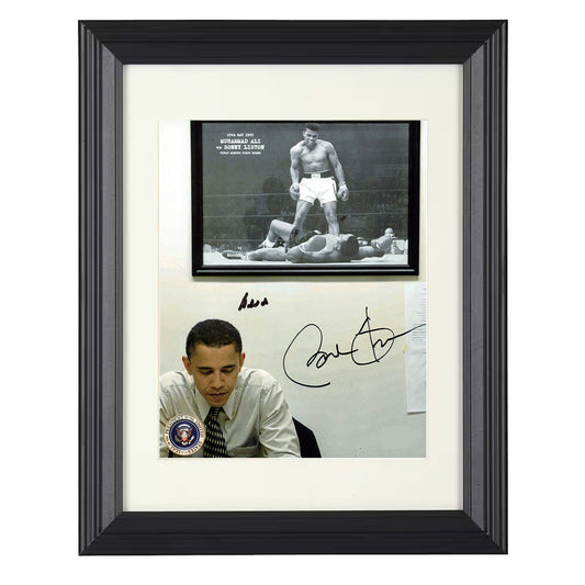 Barack Obama - Reflection Beneath Muhammad Ali Photo 2000s 8x10 Beveled Frame history wall art