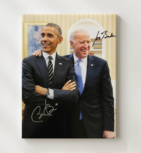 Barack Obama and Joe Biden - Oval Office Moment 2010s 8x10 Canvas history wall art
