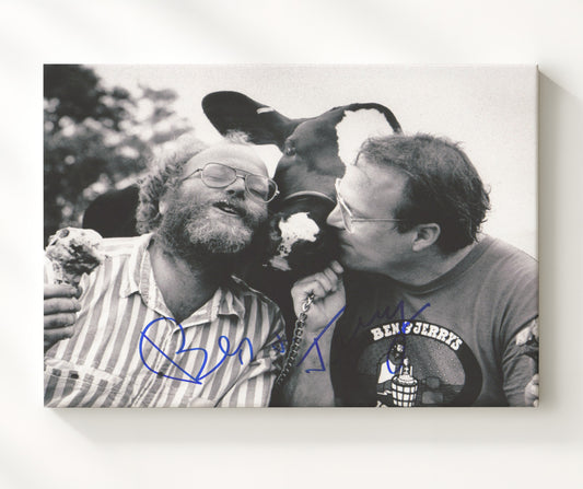 Ben Cohen and Jerry Greenfield - Founders with Cow 8x10 Canvas history wall art