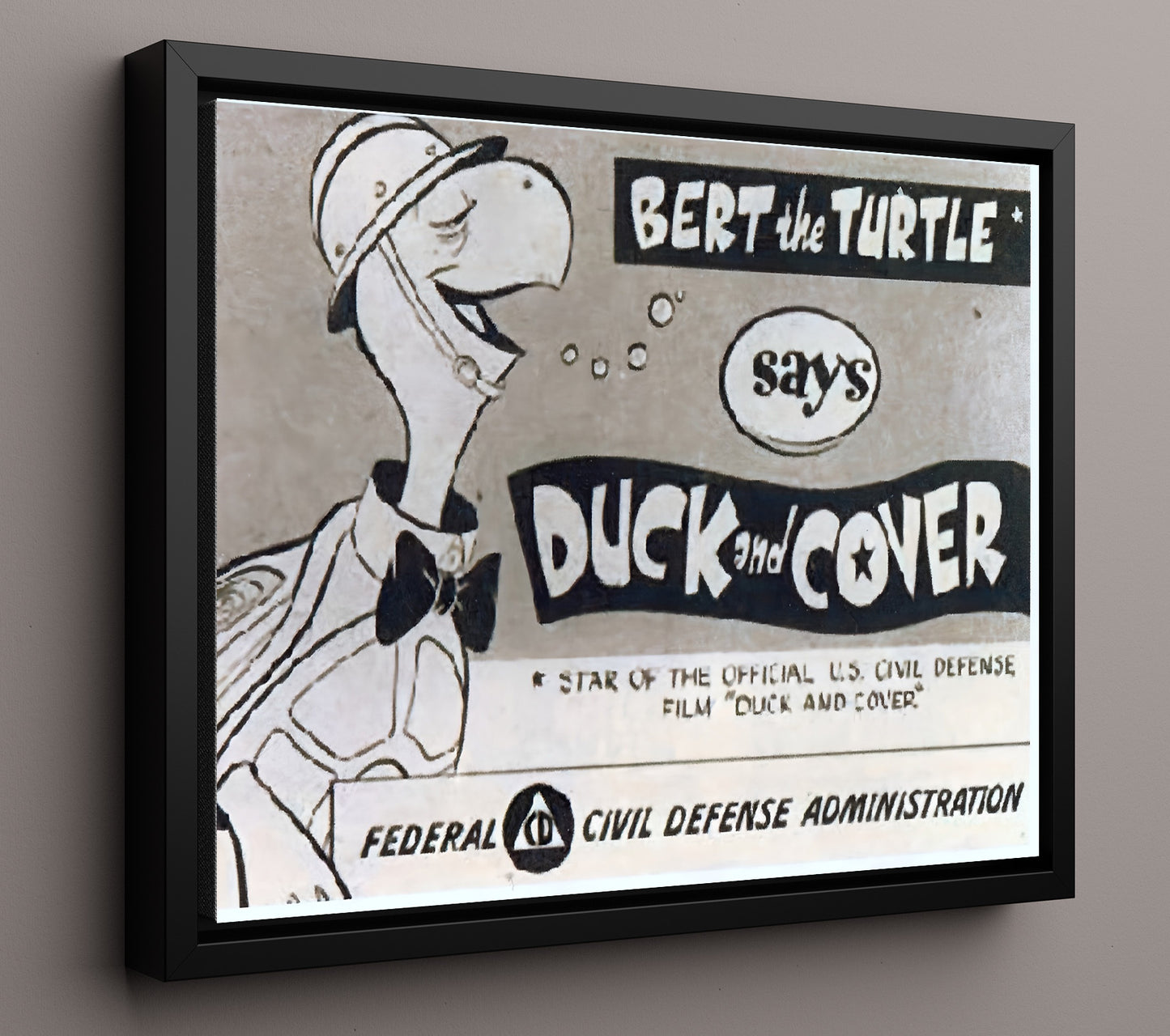 Historical - Bert The Turtle Duck And Cover Civil Defense Illustration - Landscape History Wall Art