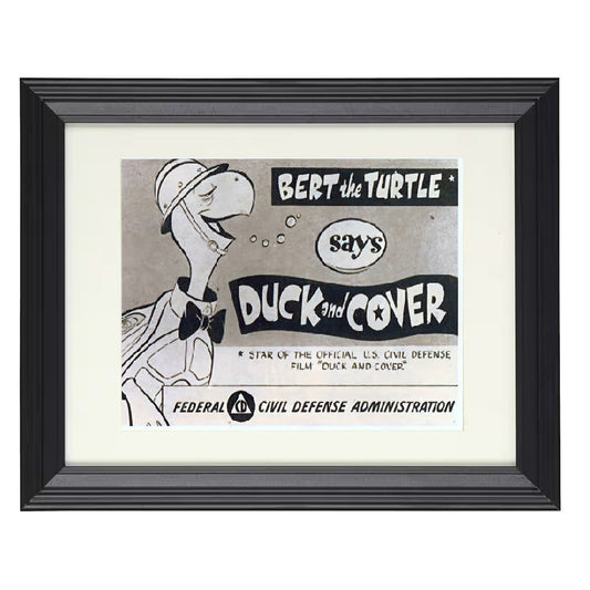 Bert the Turtle Duck and Cover Civil Defense Illustration 8x10 Beveled Frame history wall art