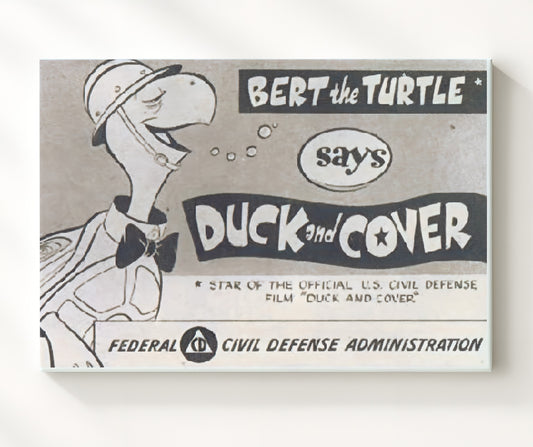 Bert the Turtle Duck and Cover Civil Defense Illustration 8x10 Canvas history wall art