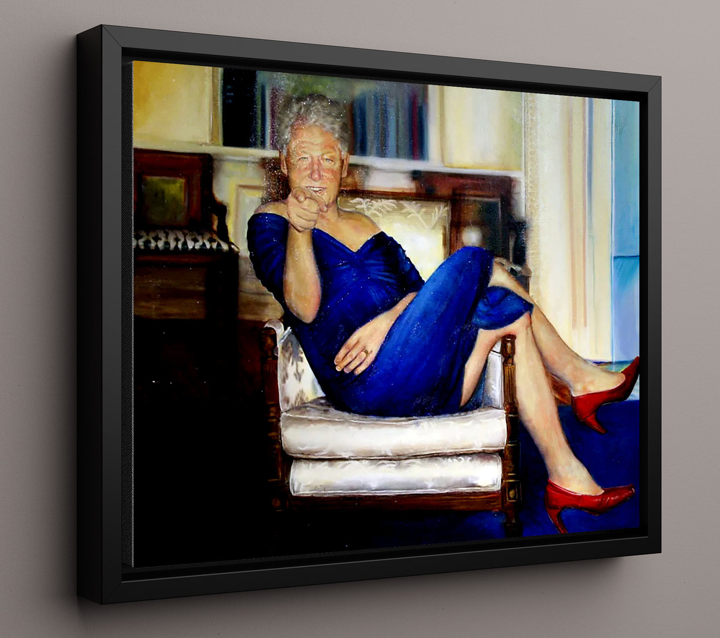 Historical - Bill Clinton - Blue Dress Portrait Painting - Landscape History Wall Art