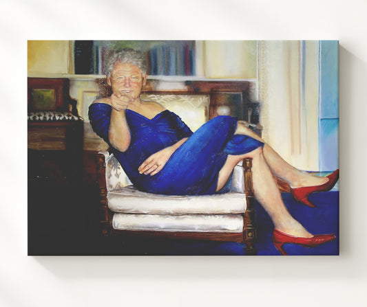 Bill Clinton - Blue Dress Painting 8x10 Canvas history wall art