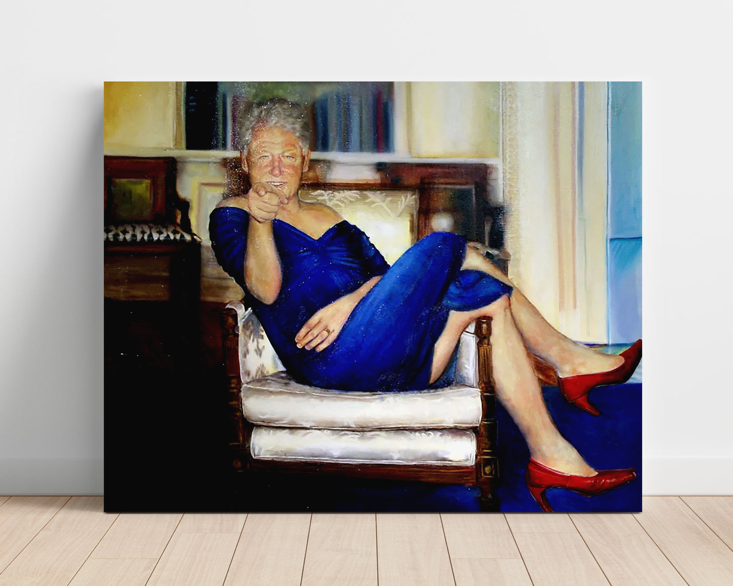 Historical - Bill Clinton - Blue Dress Portrait Painting - Landscape History Wall Art