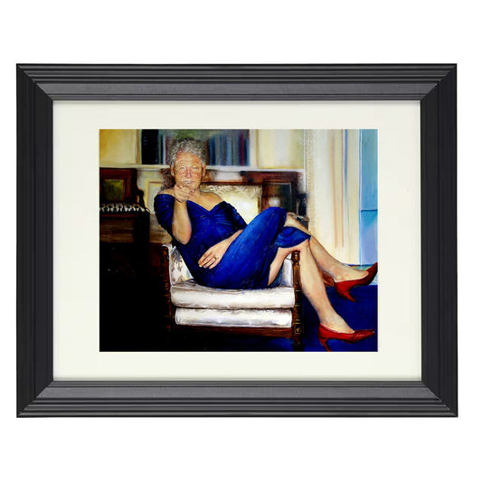Bill Clinton - Blue Dress Painting - Framed Print - 8x10 Beveled Frame